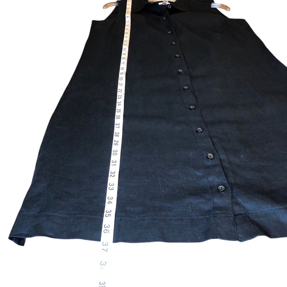 Garnet Hill 100% Linen Shirt Dress Size 8 Black Coastal Minimalist Beach Cruise - Picture 9 of 9